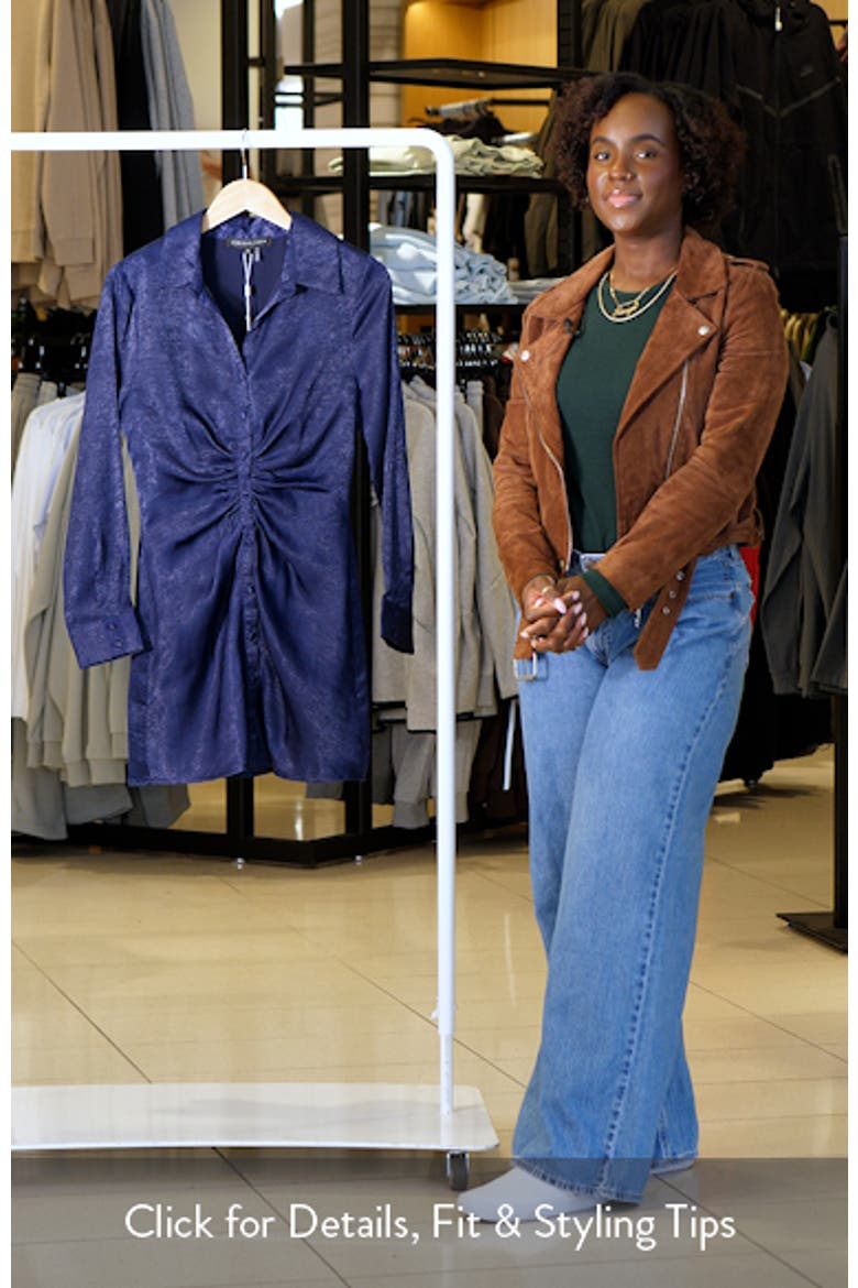Ruched Long Sleeve Satin Shirtdress video