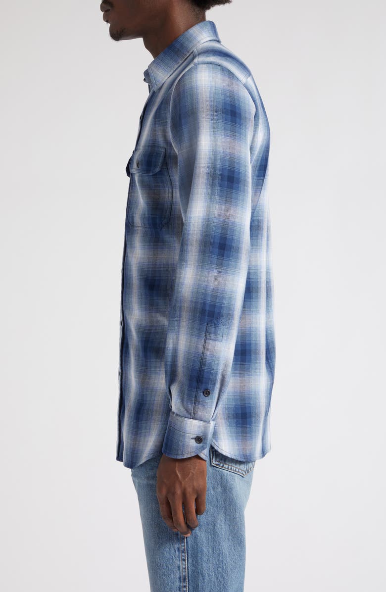 TOM FORD Ombré Plaid Military Fit Cotton Shirt, Alternate, color, Combo Blue