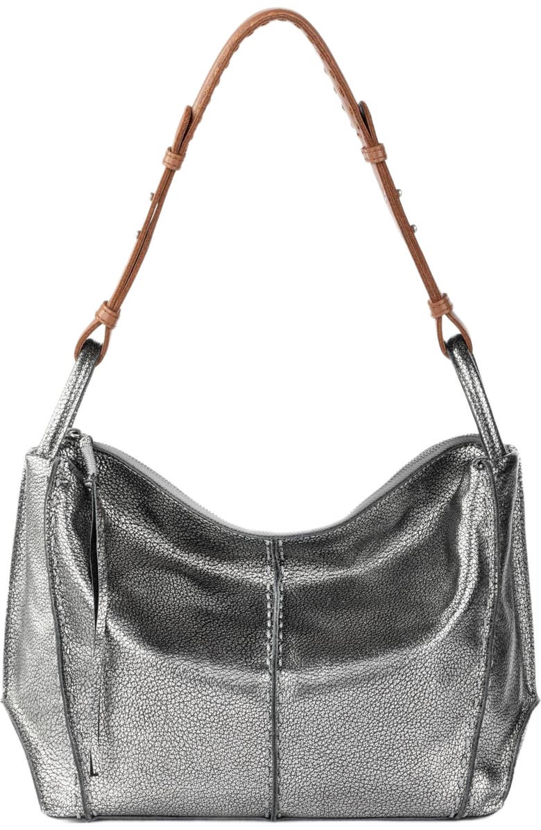 The Sak Los Feliz Hobo Leather Bag, Alternate, color, Dark Silver