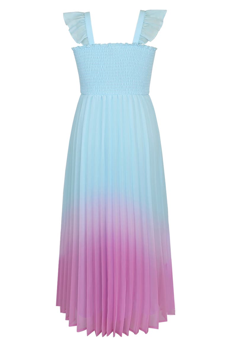 Kids' Ombré Pleated Maxi Dress, Alternate, color, AQUA/PINK
