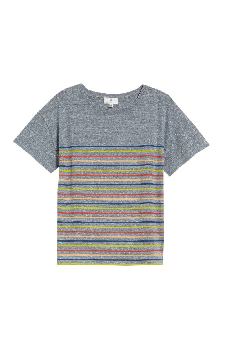 Placed Stripe Tee, Alternate, color, GREY
