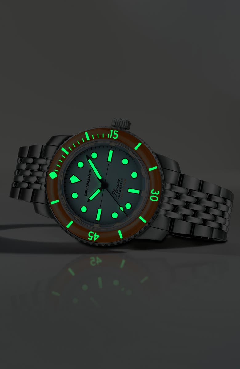 SPINNAKER Fleuss 40 Teal Mirage Automatic Bracelet Watch, 40mm, Alternate, color, 