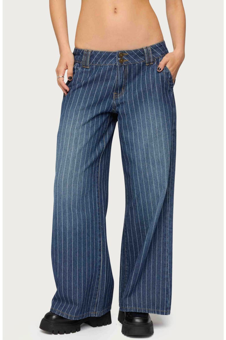 Cory Stripe Low Rise Wide Leg Jeans, Main, color, BLUE