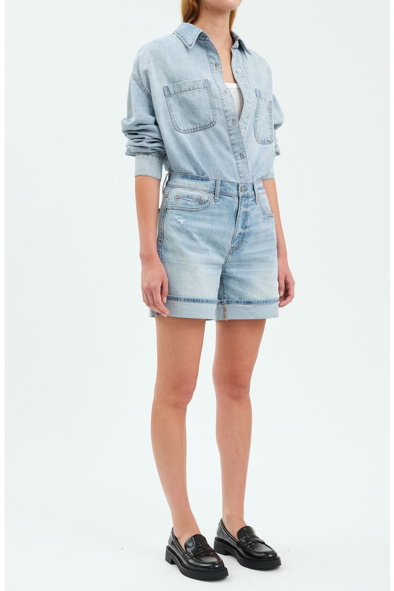 Easy Rider High Waist Relaxed Denim Shorts, Alternate, color, DEW DROP