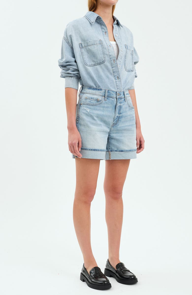 DAZE Easy Rider High Waist Relaxed Denim Shorts, Alternate, color, Dew Drop