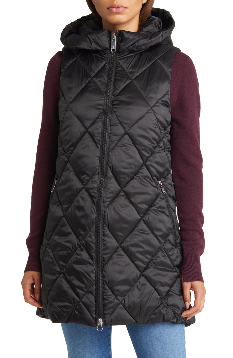 Sam Edelman Quilted Hooded Water Repellent Vest, Alternate, color, 