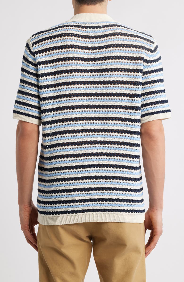 NN07 Henry 6636 Stripe Short Sleeve Organic Cotton Cardigan, Alternate, color, Navy Stripe