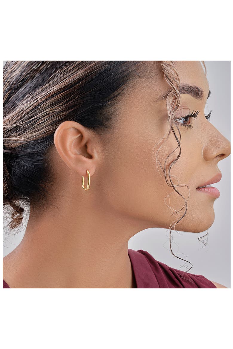 14K Yellow Gold Plated Sterling Silver Huggie Hoop Earrings, Alternate, color, GOLD