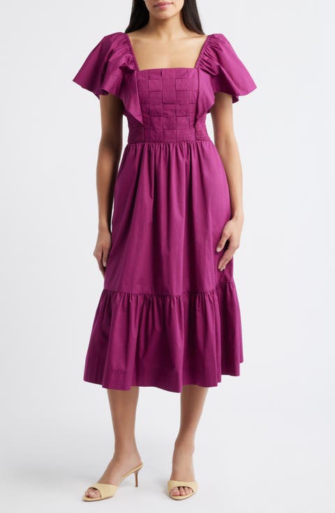 Flutter Sleeve Midi Dress