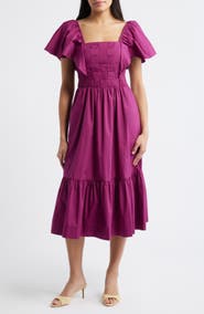 Eliza J Flutter Sleeve Midi Dress