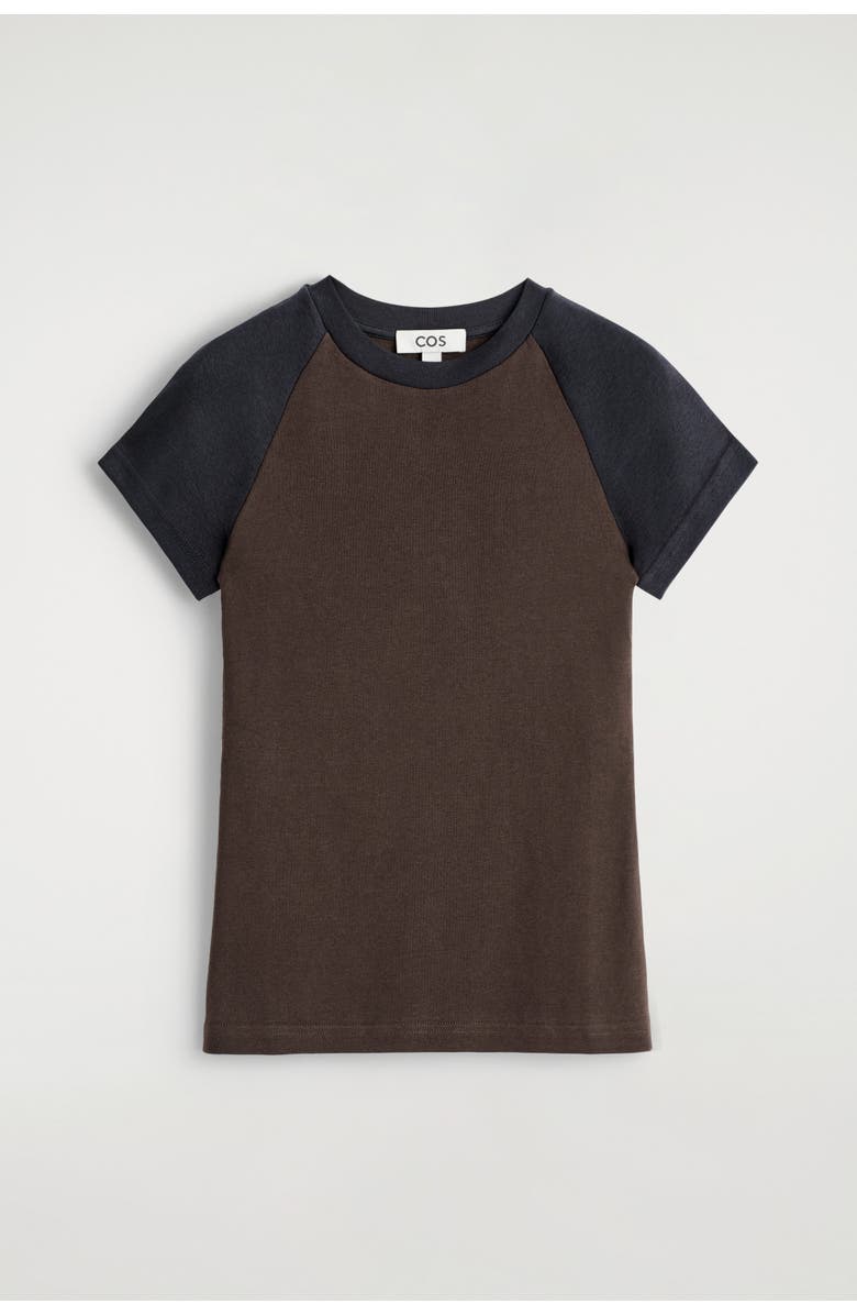 COS Slim Cotton T-Shirt, Alternate, color, Brown / Navy