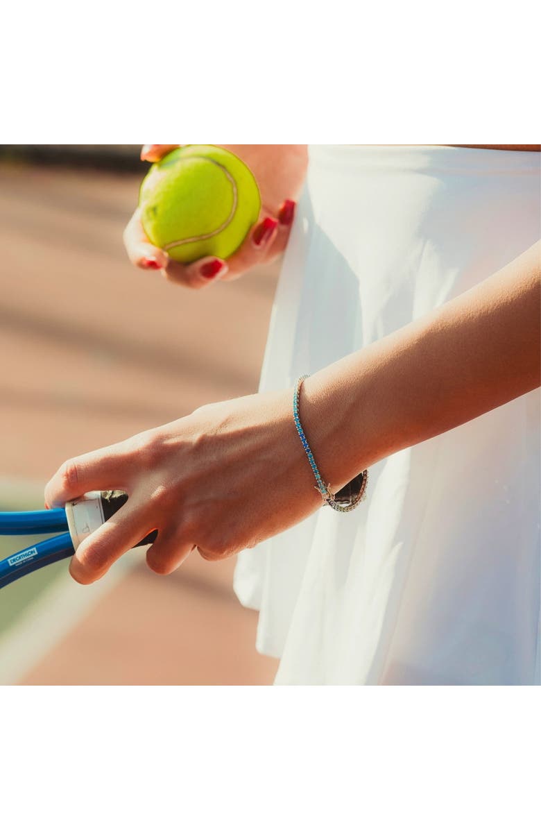 Spero London Sterling Silver Blue Gradient Fine Tennis Bracelet, Alternate, color, Silver