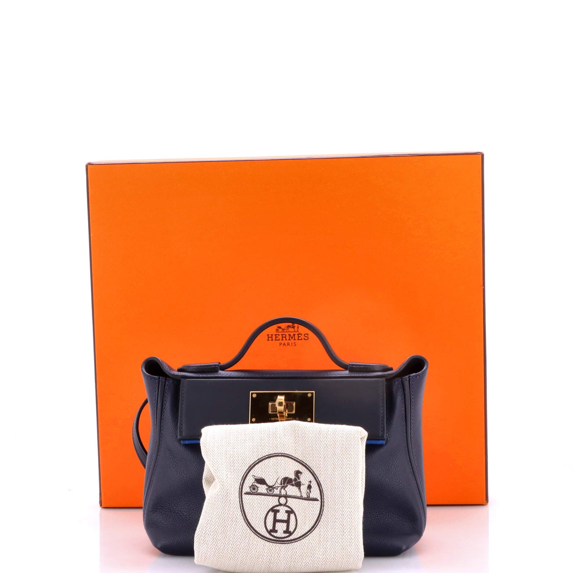 Pre-Owned Hermes 24/24 Bag Evercolor with Swift 21, Alternate, color, Bleu Nuit