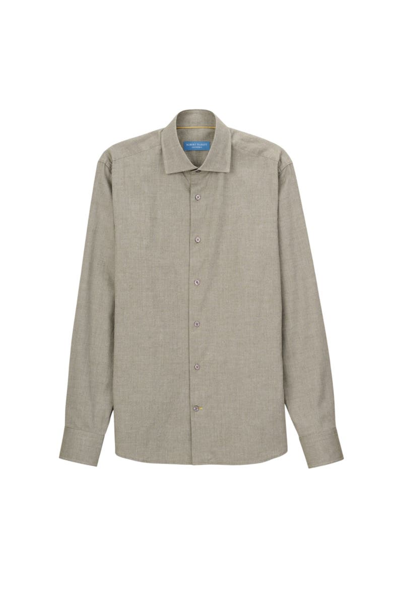 Robert Talbott Reynolds Ultra Light Weight Brushed Herringbone Shirt, Main, color, Olive