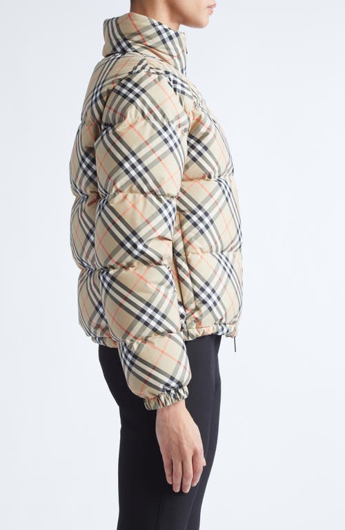 Burberry Womens Sand Ip Check Check-print Hooded Shell-down Jacket In Neutral