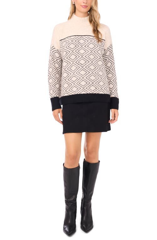 Vince Camuto Diamond Motif Mock Neck Sweater In Multi