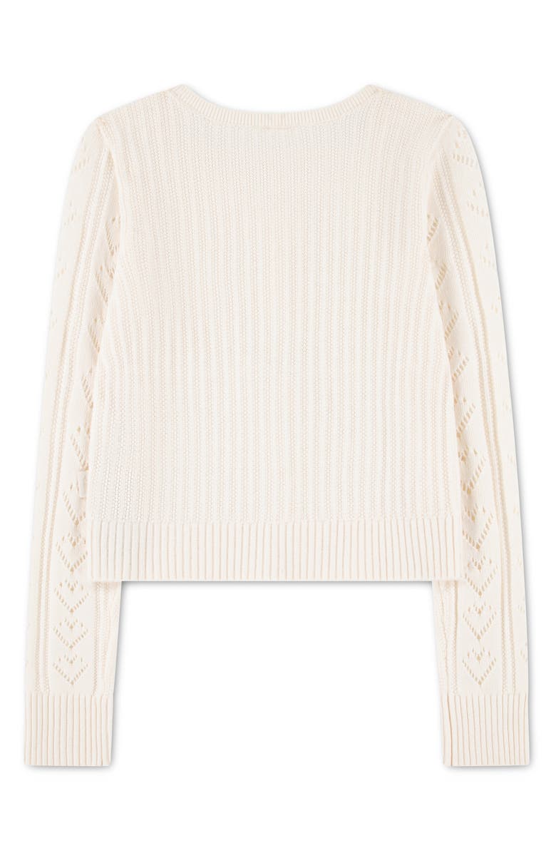 abercrombie kids Kids' Hearts Pointelle Drawstring Waist Cardigan, Alternate, color, Jet Stream