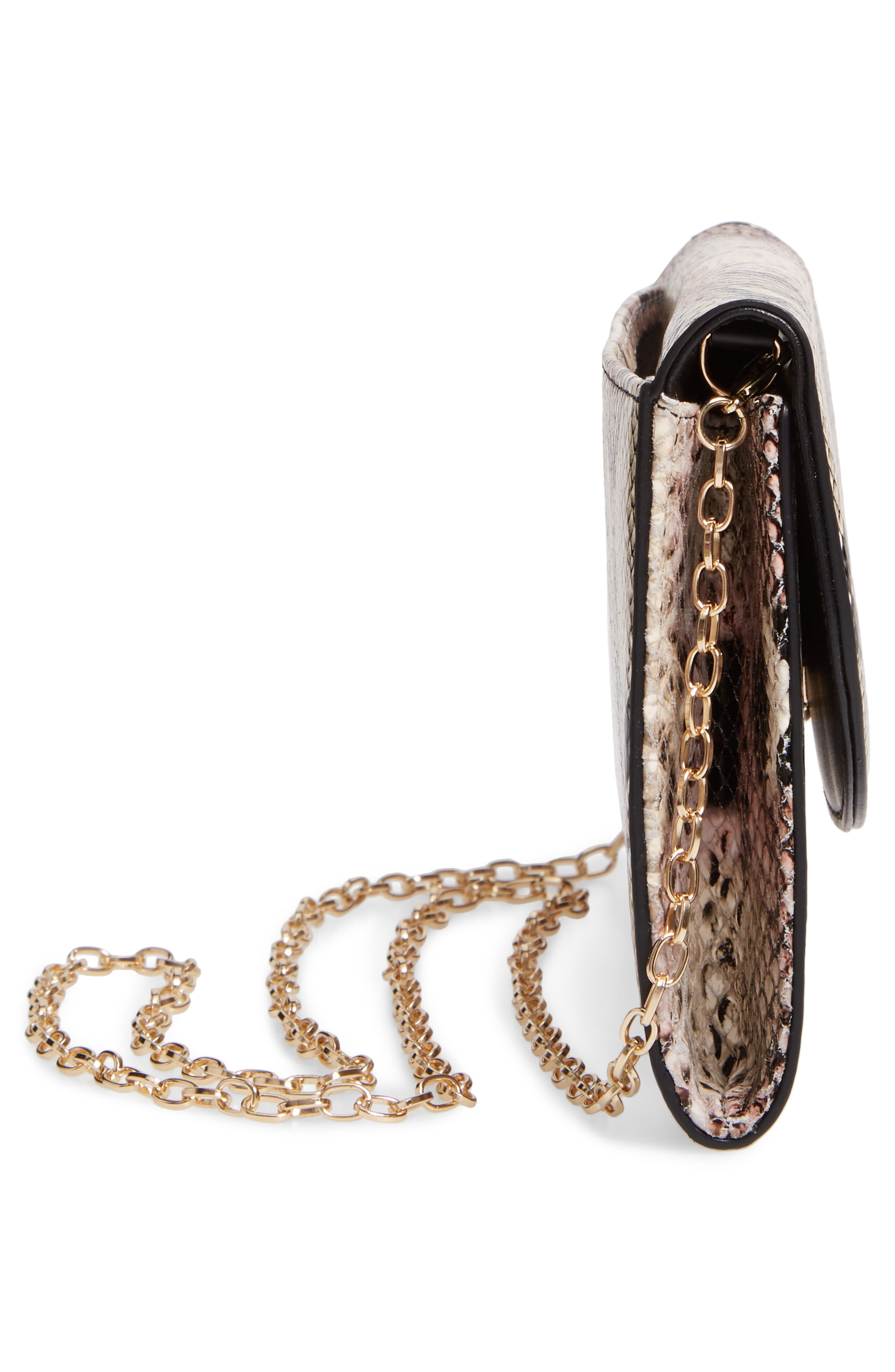 Snakeskin Embossed Leather Clutch, Alternate, color, LAVENDAR SNAKE