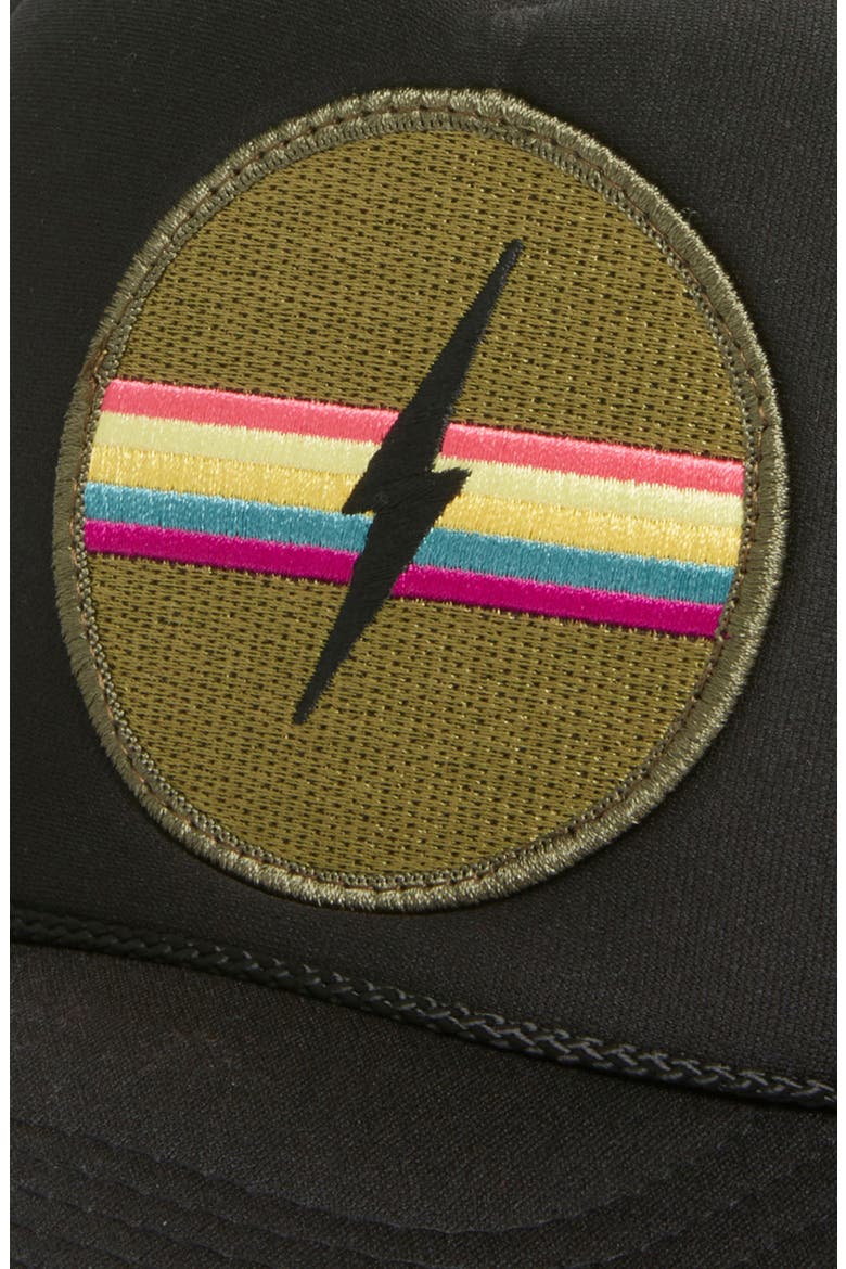 Lightening Bolt Patch Trucker Hat, Alternate, color, BLACK