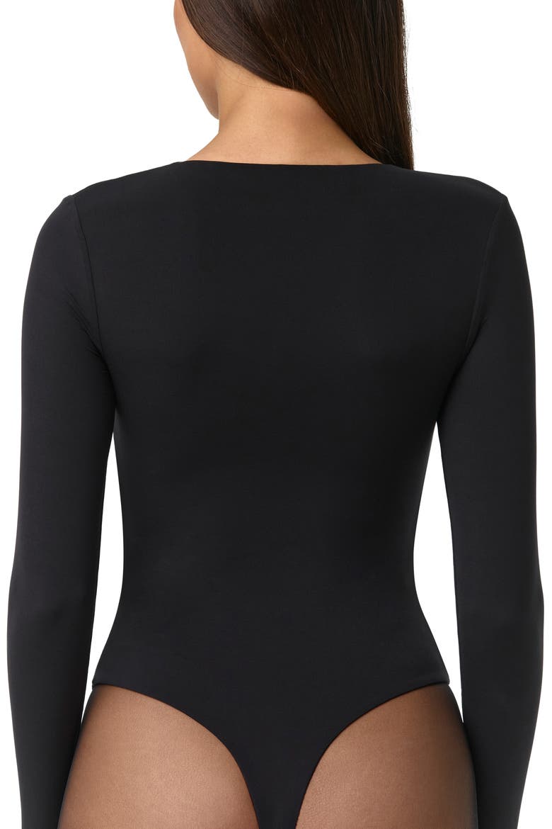 Lace Up Bodysuit, Alternate, color, BLACK