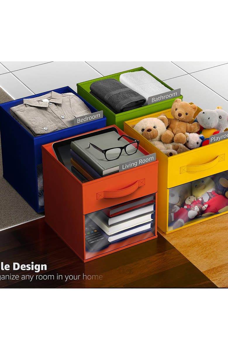 SORBUS 6-Pack Window Storage Cubes, Alternate, color, Multicolored