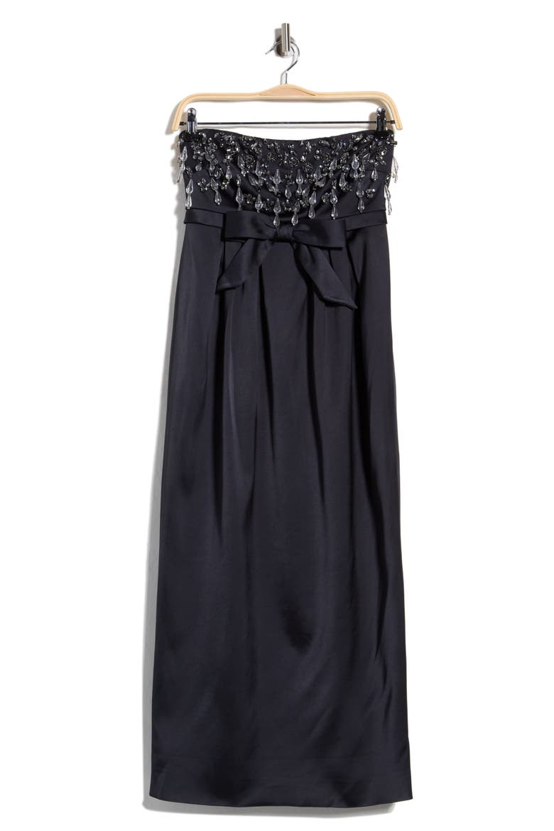 Zelina Gemstone Strapless Midi Dress, Main, color, BLACK