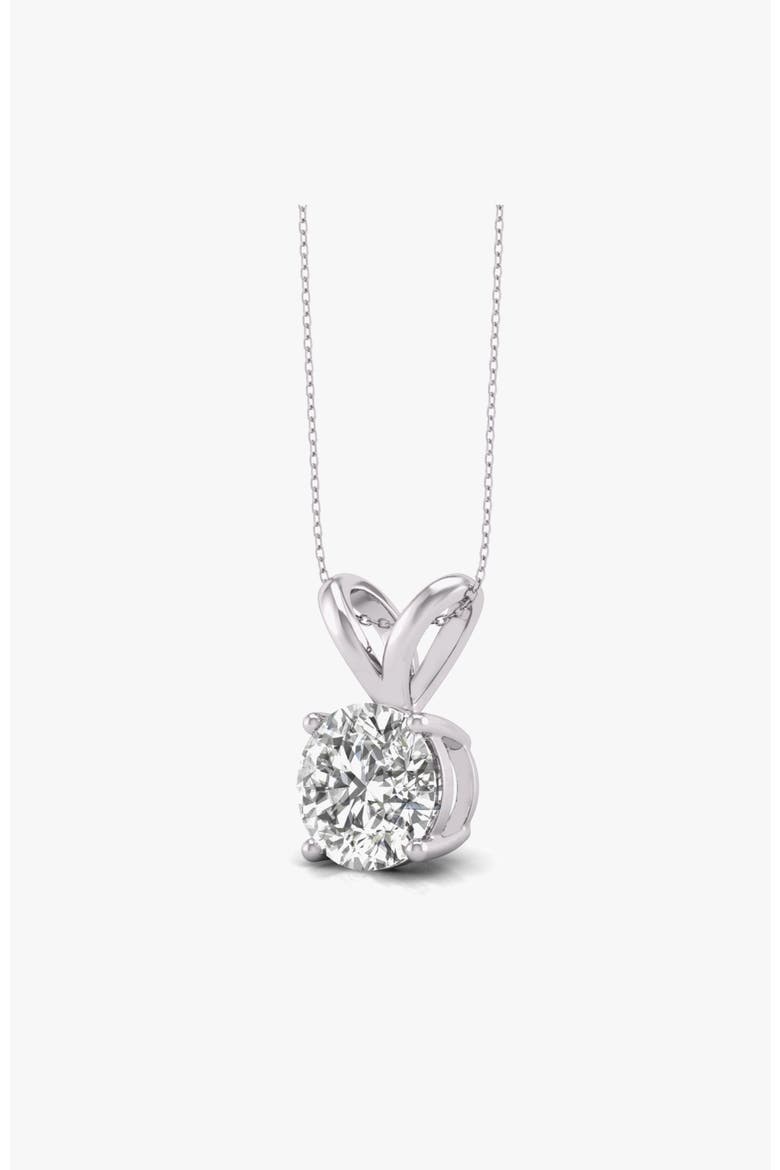 14K Gold 0.5 ct Lab-Grown Diamond Classic Solitaire Pendant, Alternate, color, White Gold