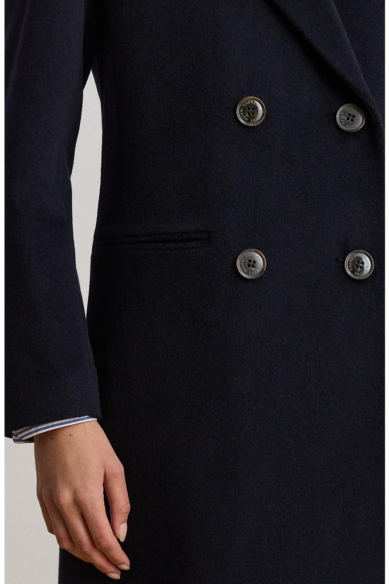 Wool Blend Double Breasted Coat, Alternate, color, REGAL NAVY