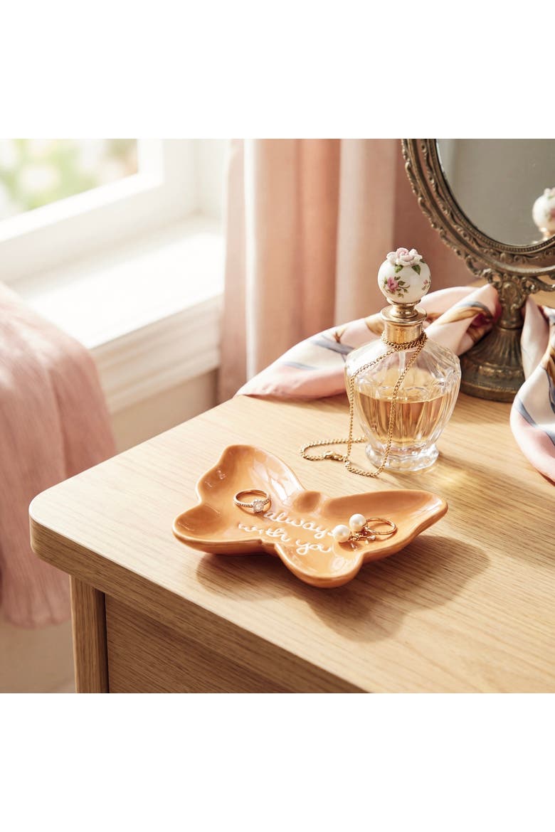 Always With You Butterfly Earthenware Trinket Dish Orange 4.75x0.5x3.75 in, Alternate, color, Orange