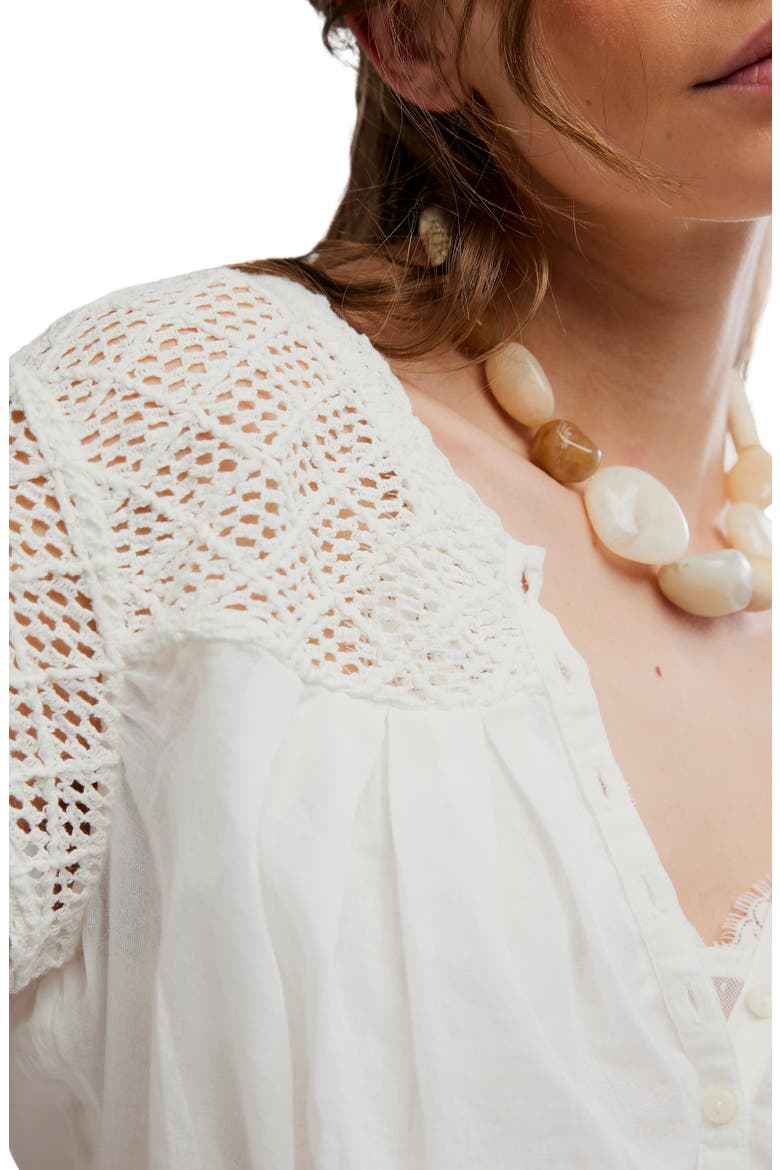 Gemma Embroidered Button-Up Babydoll Top, Alternate, color, CLEAN IVORY