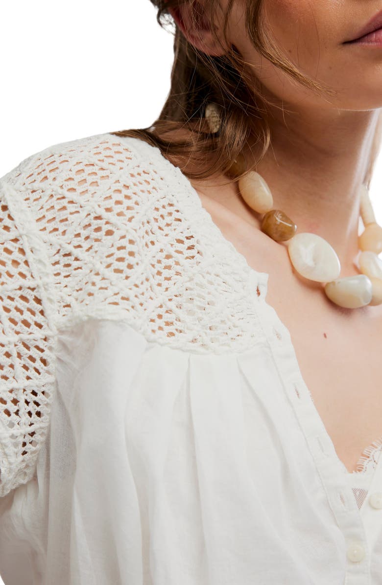 Free People Gemma Embroidered Button-Up Babydoll Top, Alternate, color, 