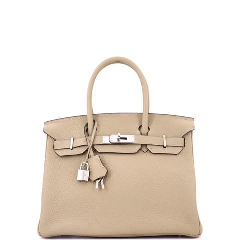 Birkin Handbag Light Clemence with Palladium Hardware 30