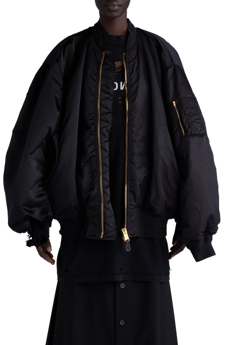 Balenciaga Double Sleeve Bomber Jacket, Main, color, 