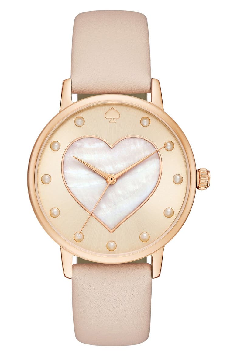 metro mother-of-pearl heart watch, 34mm, Main, color, VACHETTA/ MOTHER OF PEARL