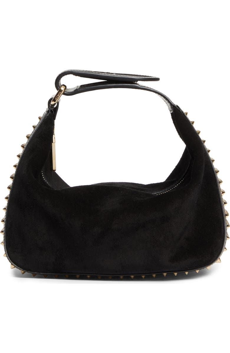 Christian Louboutin Funky Empire Spike Dopp Leather Top Handle Pouch, Alternate, color, Black