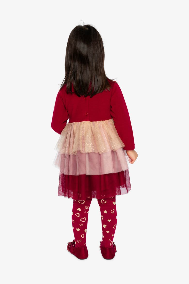 Bi-Material Bow Waist Glittering Skirt Dress, Alternate, color, Rouge