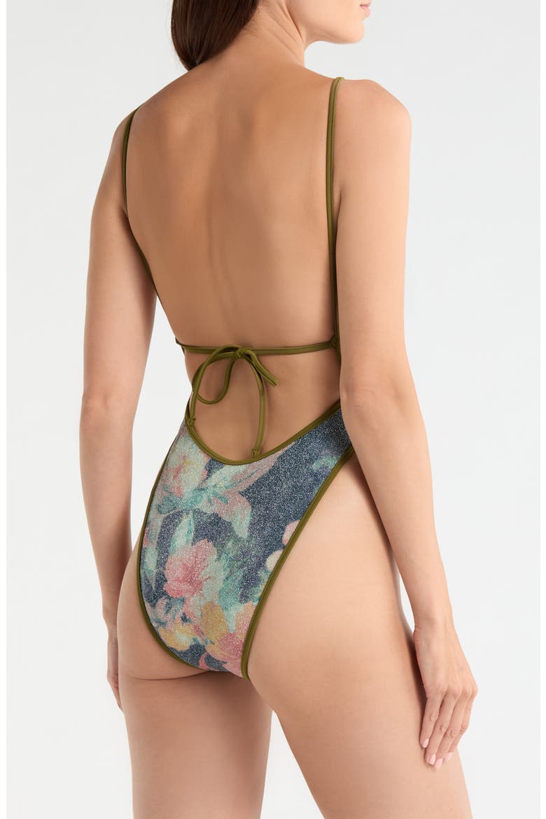 Amber Metallic Printed One-Piece Swimsuit, Alternate, color, FLOWER RIOT