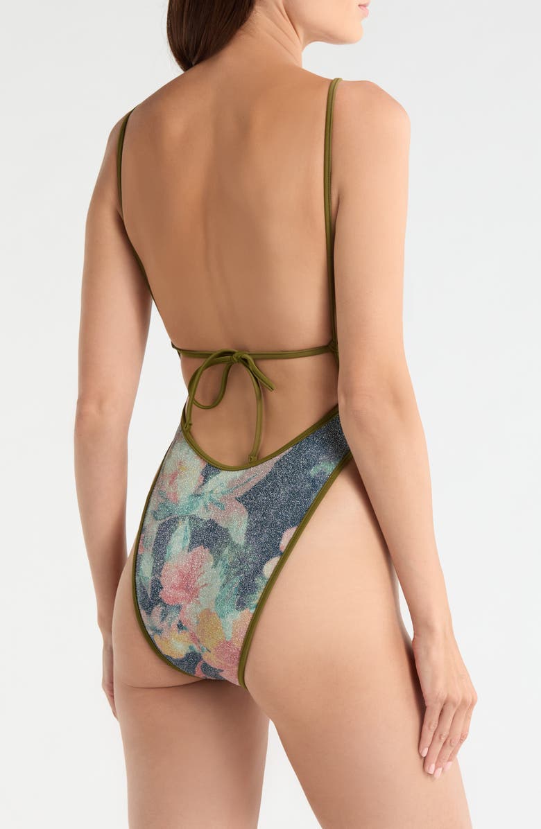 free-est by Free People Amber Metallic Printed One-Piece Swimsuit, Alternate, color, Flower Riot
