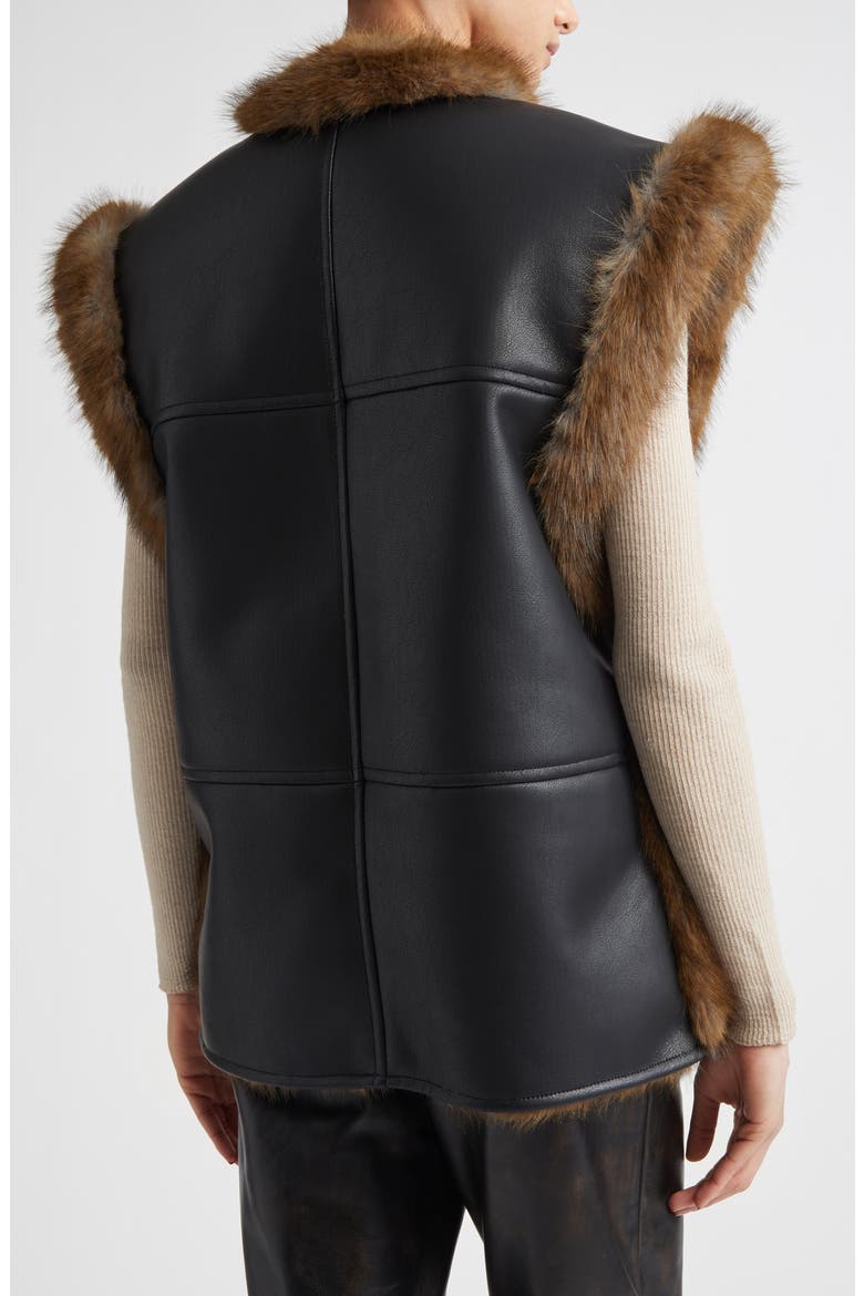 Cassia Reversible Faux Leather & Faur Fur Vest, Alternate, color, BLACK/ BROWN