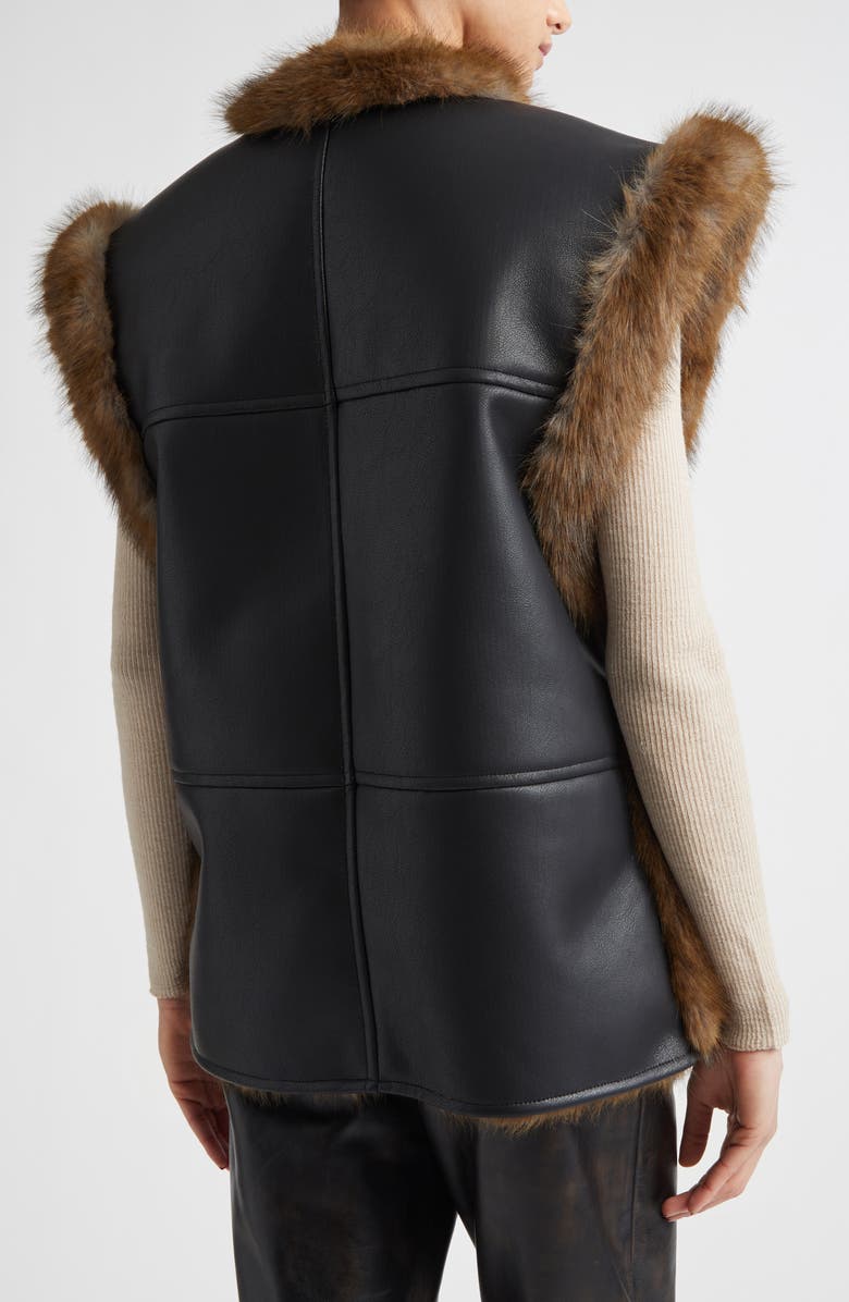 Stand Studio Cassia Reversible Faux Leather 
Faur Fur Vest, Alternate, color, Black/ Brown