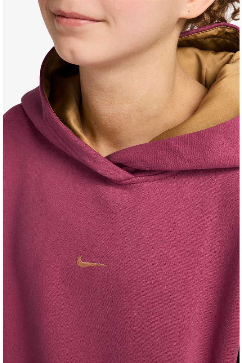 Kids' Sportswear Club Fleece Oversize Hoodie, Alternate, color, 634 SWEET BEET/MEAD GOLD/GOLD