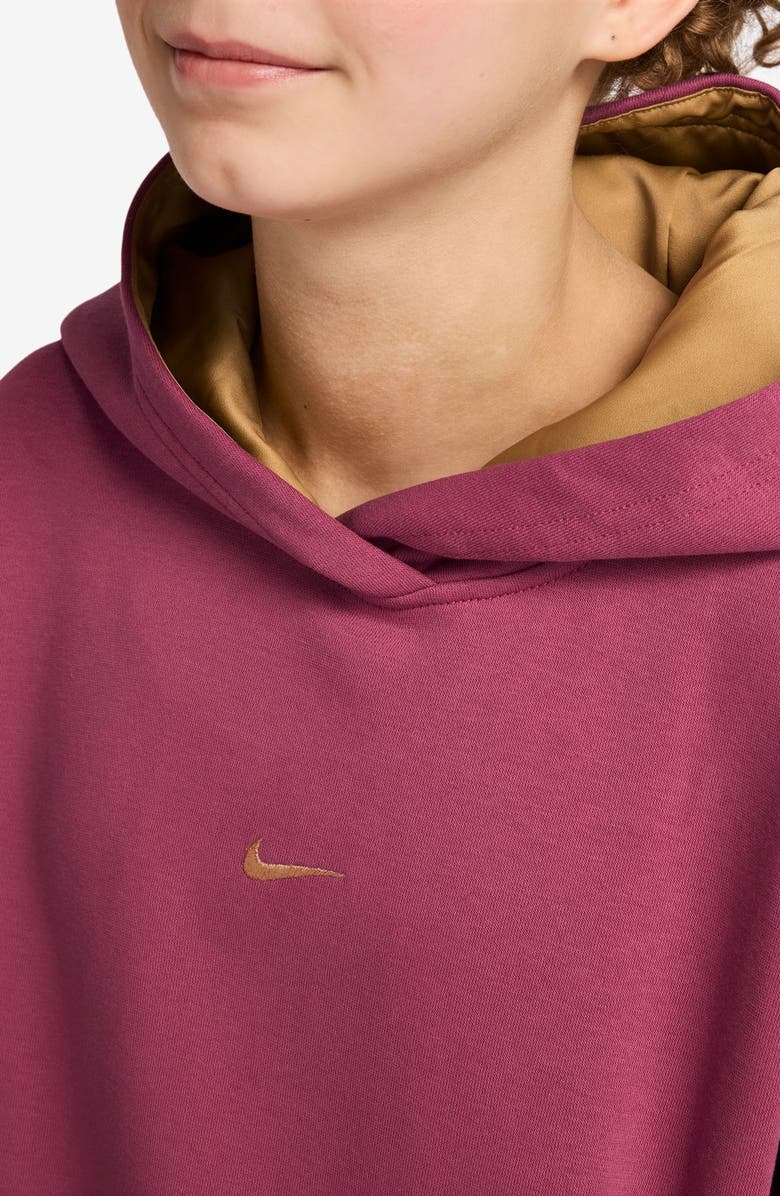Nike Kids' Sportswear Club Fleece Oversize Hoodie, Alternate, color, 634 Sweet Beet/Mead Gold/Gold
