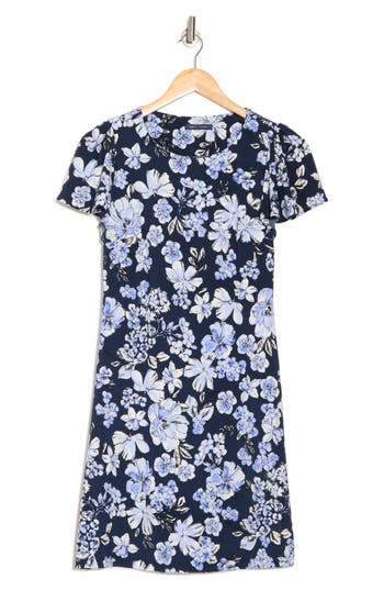 Tommy Hilfiger Floral Flutter Sleeve Jersey Shift Dress