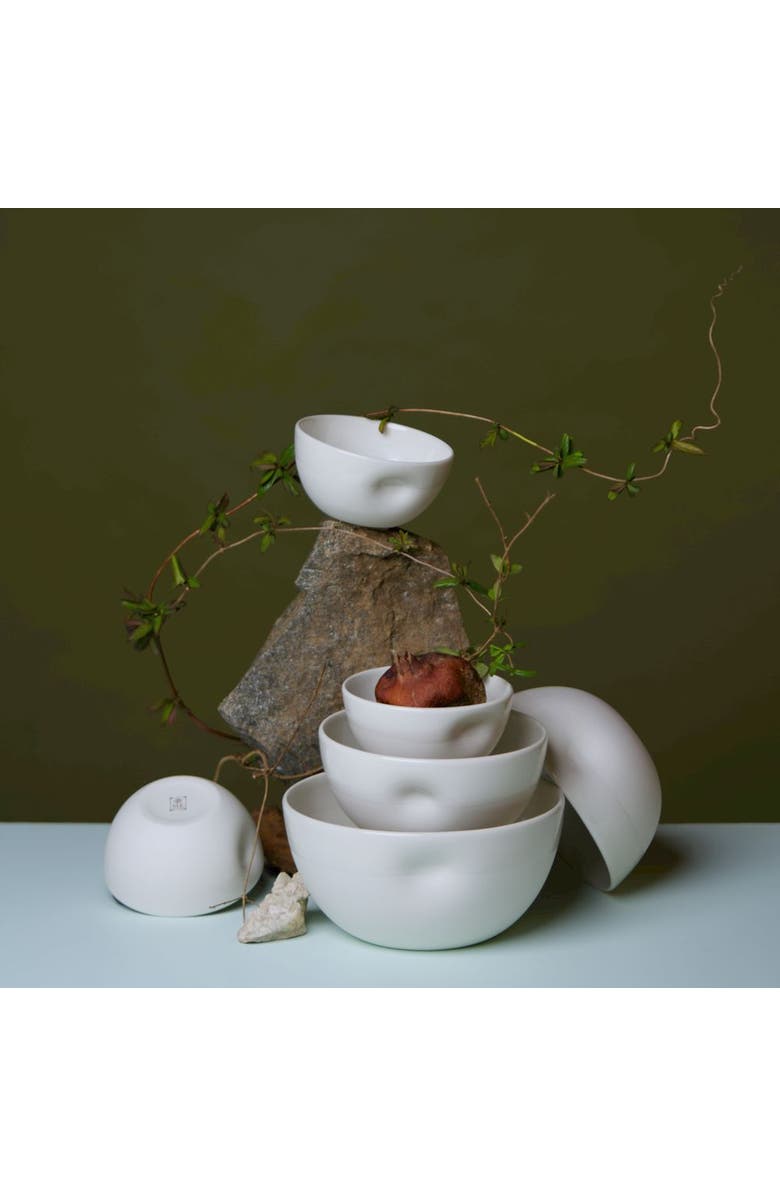 MIDDLE KINGDOM Unique Series Thumb Print Porcelain Bowl, Alternate, color, Bisque - Large