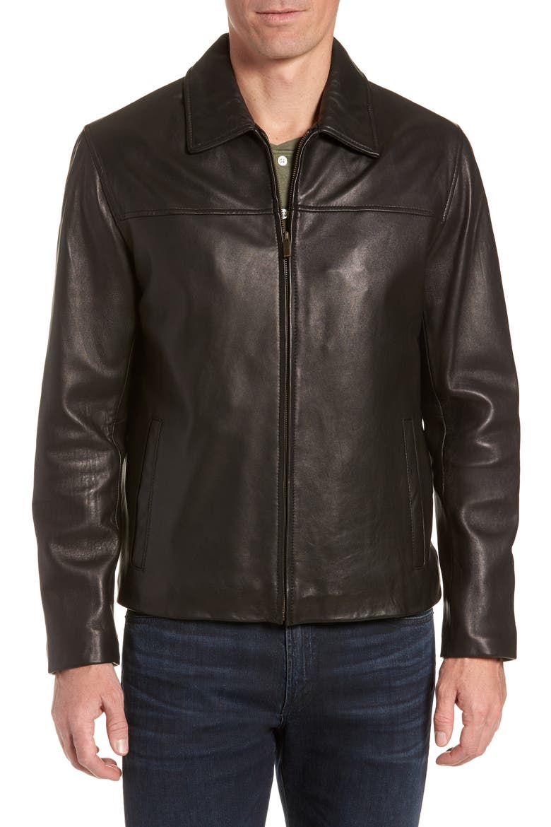 Lambskin Leather Jacket, Alternate, color, BLACK
