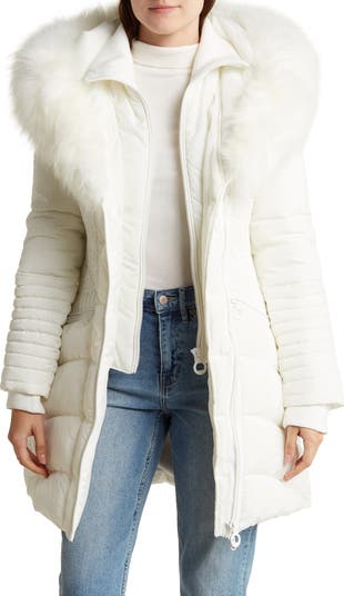 Noize Gigi Vegan Faux Fur Trim Quilted Parka Nordstromrack