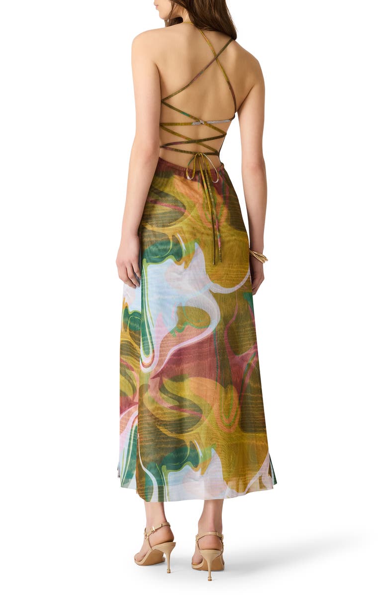 Steve Madden Adella Abstract Print Mesh Midi Dress, Alternate, color, Marble