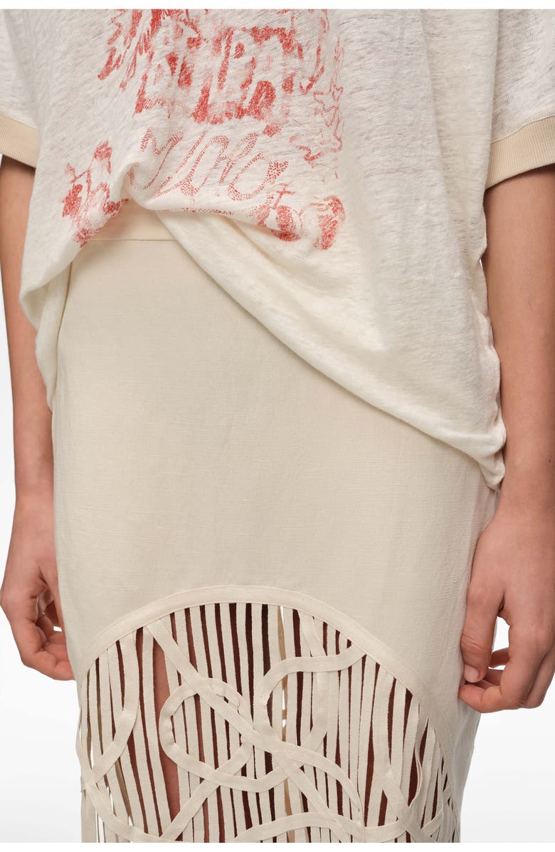 Bimba y Lola Irregular Fringed Linen Skirt, Alternate, color, Sand