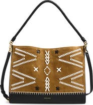 Veronica Beard Veronica Motif Suede & Leather Hobo
