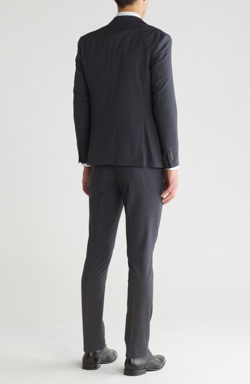 Gino Vitale Skinny Fit Solid Stretch Three Piece Suit In Charcoal/charcoal